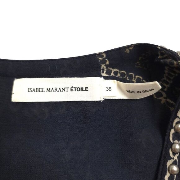 ISABEL MARANT Nimazu Studded Kaftan Tunic Midi Dress Black Chain Print Indie 4 - Picture 2 of 12